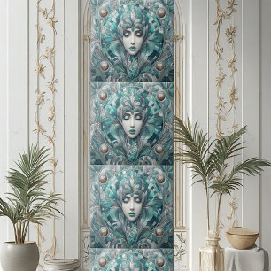 Azulejo Acuático Costero Azul Océano Acuamarina Sirena