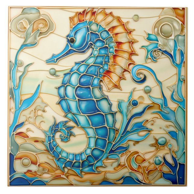 Azulejo Acuático Seahorse Marine Life (Frente)