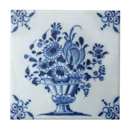 Azulejo Acuerdo Holandés Delft Flower Repro del siglo XVII