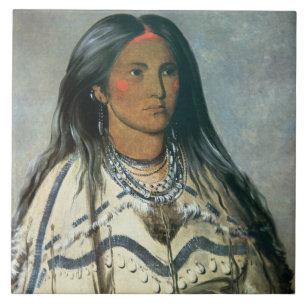 Azulejo "Acuñe", un chica indio de Mandan, 1832 (el litho