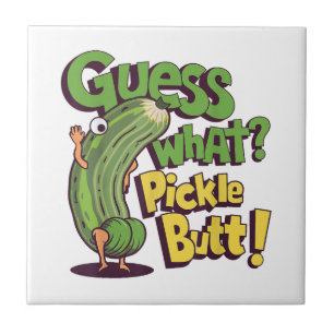 Azulejo ¡Adivina qué! ¡Culo de pepino! Pepino divertido