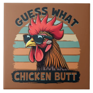 Azulejo Adivina Qué Trasero De Pollo Divertido Gallo Retro