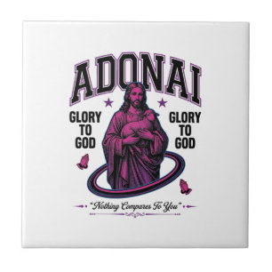 Azulejo Adonai Gloria a Dios Diseño Vectorial Cristiano Vi
