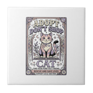 Azulejo Adopta No Compres Gato Rescate de Gatos Adopción V