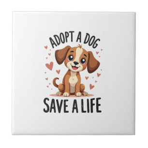 Azulejo Adopta un perro salva una vida vintage cachorro li