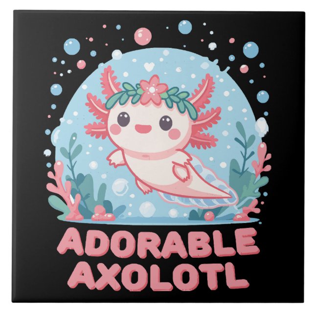 Azulejo Adorable Axolotl Cuteness Acuática (Frente)