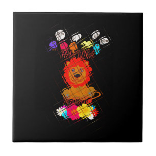 Azulejo Adorable Baby Lion Art Design Motif