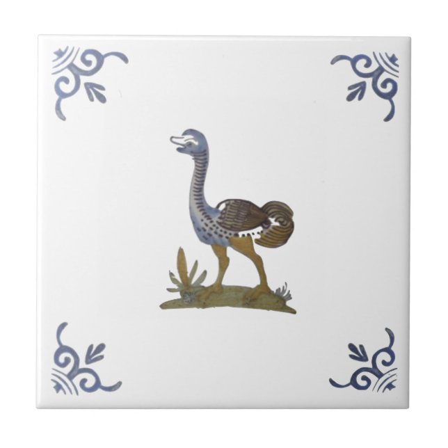 Azulejo Adorable Baby Ostrich Delft Repro sobre el mosaico (Frente)