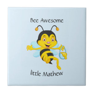 Azulejo Adorable Bee Boy Personalizado