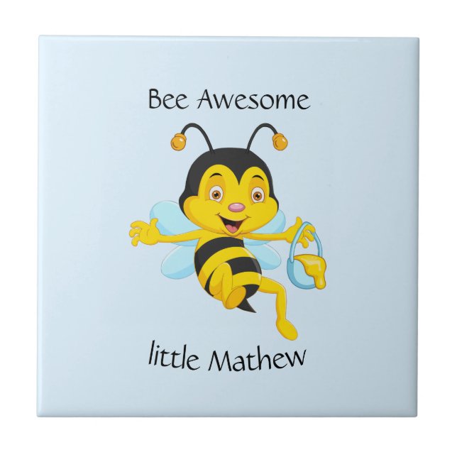 Azulejo Adorable Bee Boy Personalizado (Frente)