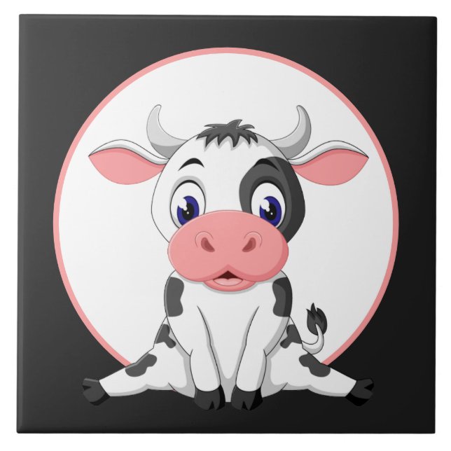 Azulejo adorable cerámica de vaca campestre (Frente)