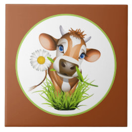 Azulejo adorable cerámica de vaca campestre