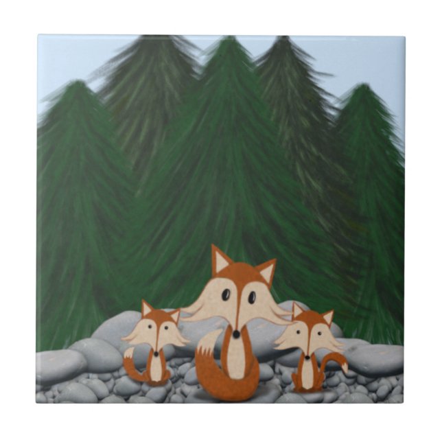 Azulejo Adorable familia Fox (Frente)