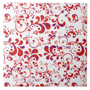 Azulejo Adorable patrón floral rojo blanco