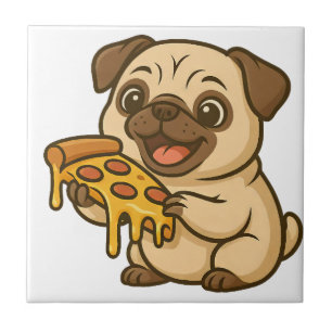 Azulejo Adorable perro pug de dibujos animados amante de l