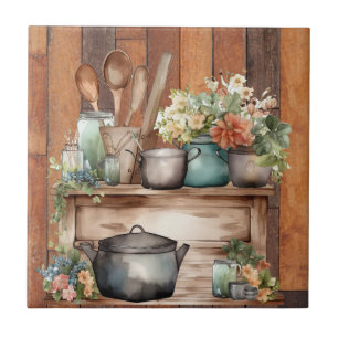 Azulejo adorables amantes de la cocina rural