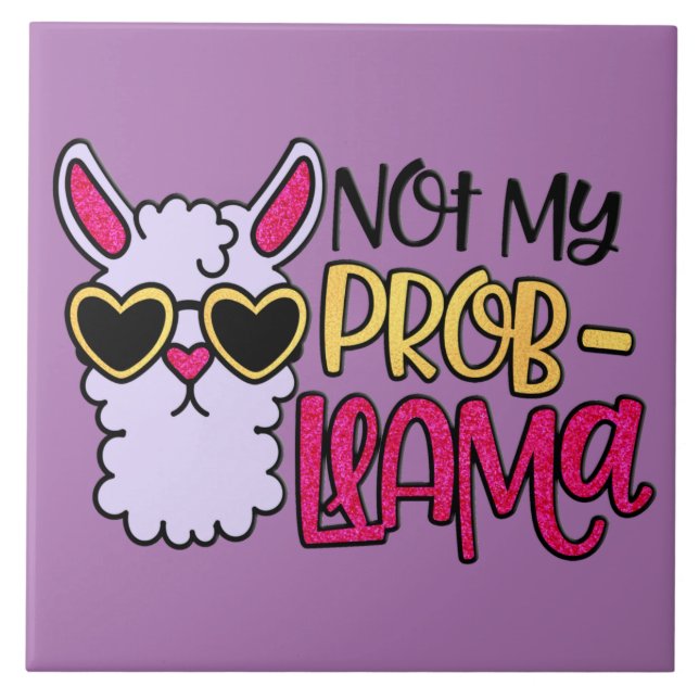 Azulejo Adorables Lama Love Not My Probllama Purple (Frente)