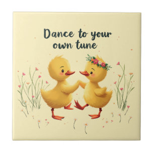 Azulejo Adorables patitos bailarines con vibraciones flora