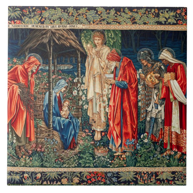 Azulejo ADORACIÓN DE MAGI Morris, Burne-Jones (Frente)
