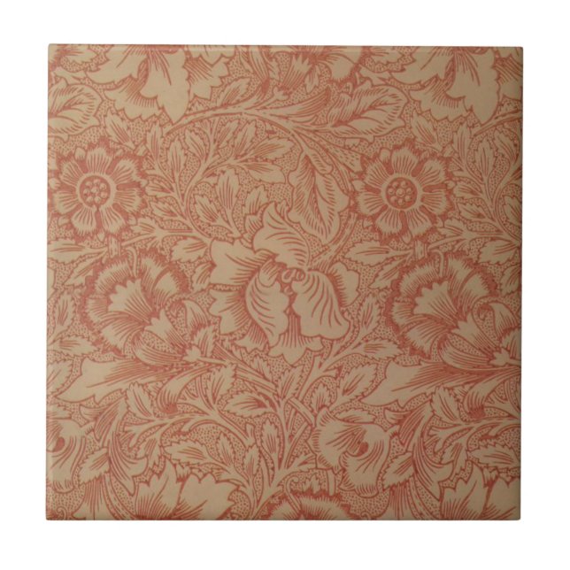 Azulejo Adormidera rosa (de William Morris) (Patrón de épo (Frente)