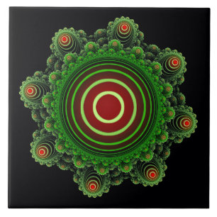 Azulejo Adorno de hada verde fractal