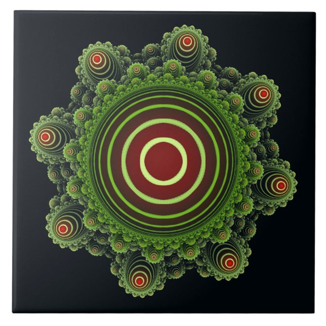 Azulejo Adorno de hada verde fractal (Frente)