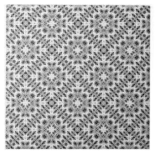 Azulejo Adorno étnico geométrico en blanco y negro
