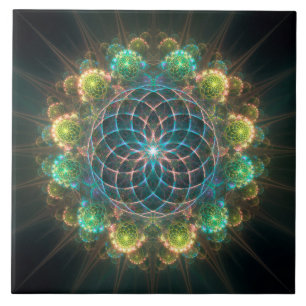 Azulejo Adorno fractal floral