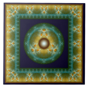 Azulejo Adorno místico brillante ornamental fractal