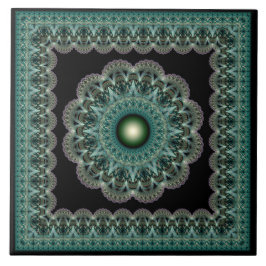 Azulejo Adornorno enmarcado brillante con fractal hechizan