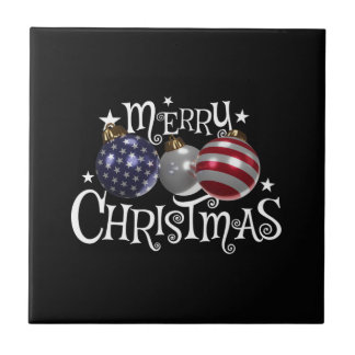Azulejo Adornos de árbol de Navidad Bandera Americana Patr