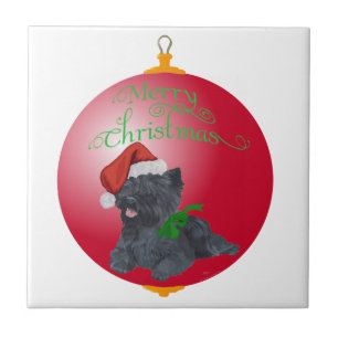 Azulejo Adornos de Navidad de Terrier Cairn