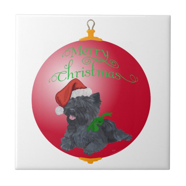 Azulejo Adornos de Navidad de Terrier Cairn (Frente)