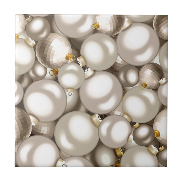 Azulejo adornos de navidad plateada (Frente)