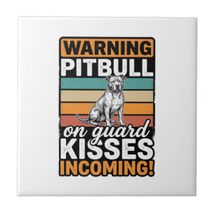 Azulejo Advertencia de Pitbull Besos Entrantes Diseño Vint