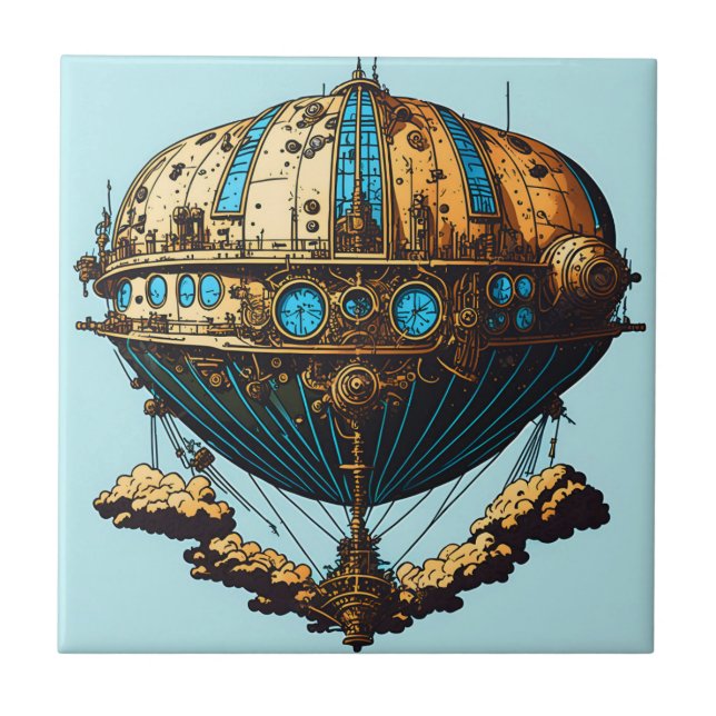 Azulejo Aeronave Steampunk Dreams Ceramic Tile (Frente)