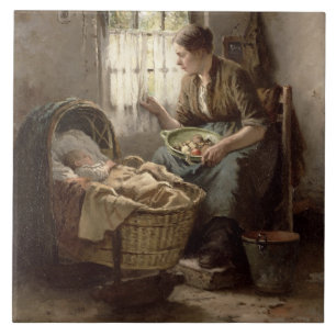 Azulejo Afecto maternal (aceite en lona)