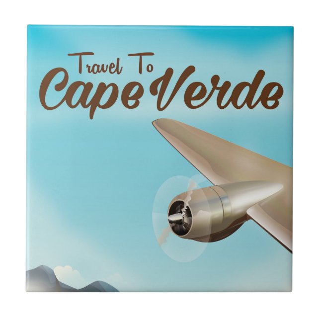 Azulejo Afiche de viaje aéreo de Cabo Verde (Frente)