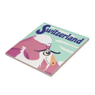 Azulejo Afiche de viaje al estilo de la época de Suiza