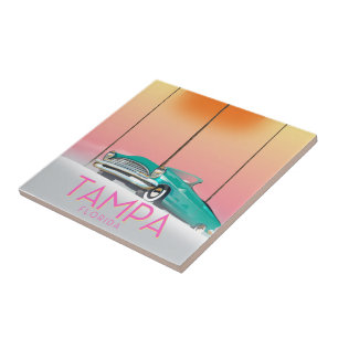 Azulejo Afiche de viaje al estilo del Vintage de Tampa Flo