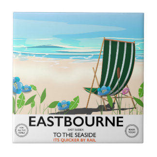 Azulejo Afiche de viaje de Eastbourne Beach East Sussex
