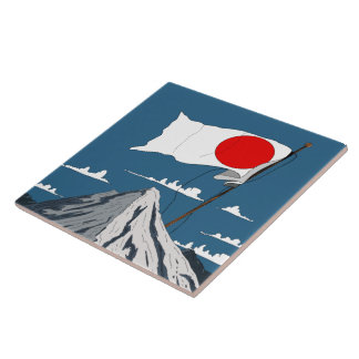 Azulejo Afiche de viaje de la bandera japonesa