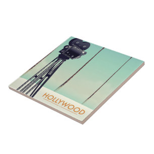 Azulejo Afiche de viaje de la cámara Hollywood Vintage