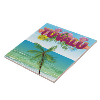 Azulejo Afiche de viaje de la isla de Tuvalu