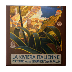 Azulejo Afiche de viaje de la Riviera Italiana Europa Ital