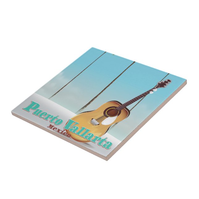 Azulejo Afiche de viaje de Puerto Vallarta México (Lado)