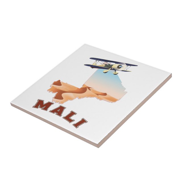 Azulejo Afiche de viaje del Mapa de Mali (Lado)