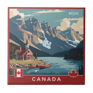Azulejo Afiche de viaje del Monograma de personalizado Can