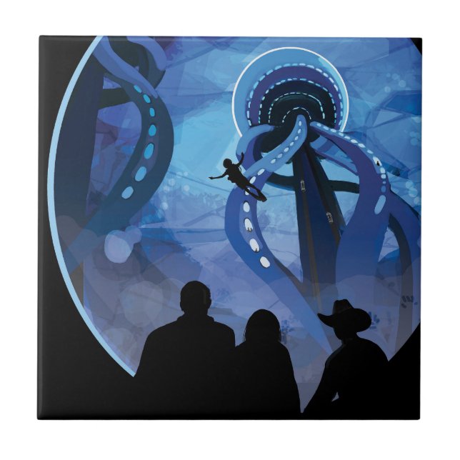 Azulejo Afiche de viaje espacial retro - Europa de la luna (Frente)