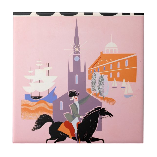 Azulejo Afiche De Viajes De Allegheny Airlines A Boston (Frente)